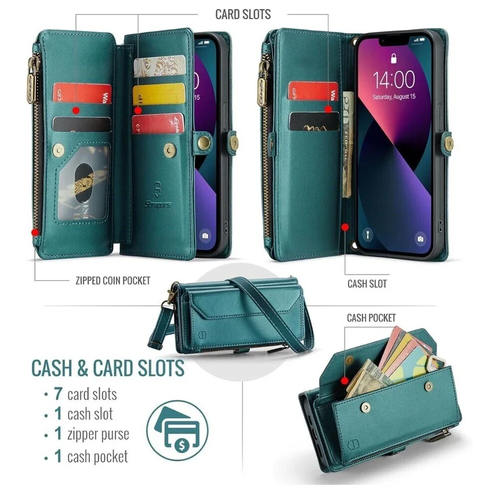 Crossbody Wallet Case Compatible with RFID Blocking 7-Card iPhone 13 Great Gift